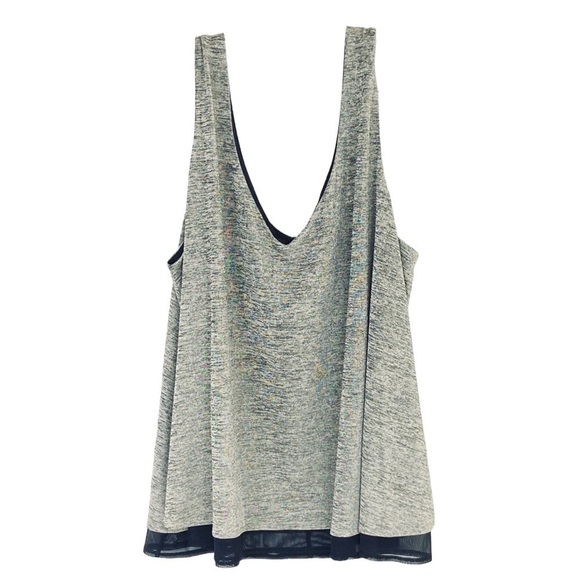 Torrid Tank Top Size 4X Gray V-Neck Flowy Stretch Black Mesh Lining Lined - Picture 1 of 15